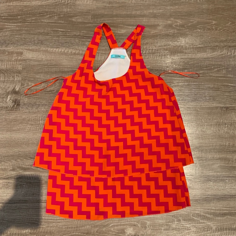 Karlie Small Orange & Pink Chevron Tank Top